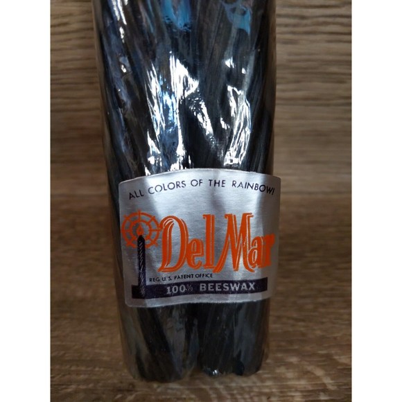 Vintage Del Mar 100% Beeswax 12" Hand Made Sculptured Candles Black Twist - Picture 2 of 3